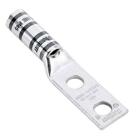 Panduit One-Hole Compression Lug, 2 AWG Max, 1 to 2 in Stud, Long Barrel, Copper, Brown LCC2-12W-Q